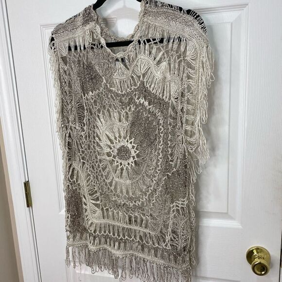 LaSeine knit crocheted sleeveless pullover sweater coverup, large/x large - Picture 8 of 11